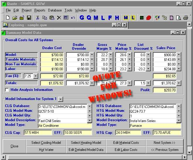 screenshot of Quick Quote